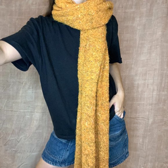 Fluffy Mustard Speckled Scarf - Picture 2 of 3